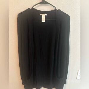 Black Open Front Cardigan Sweater